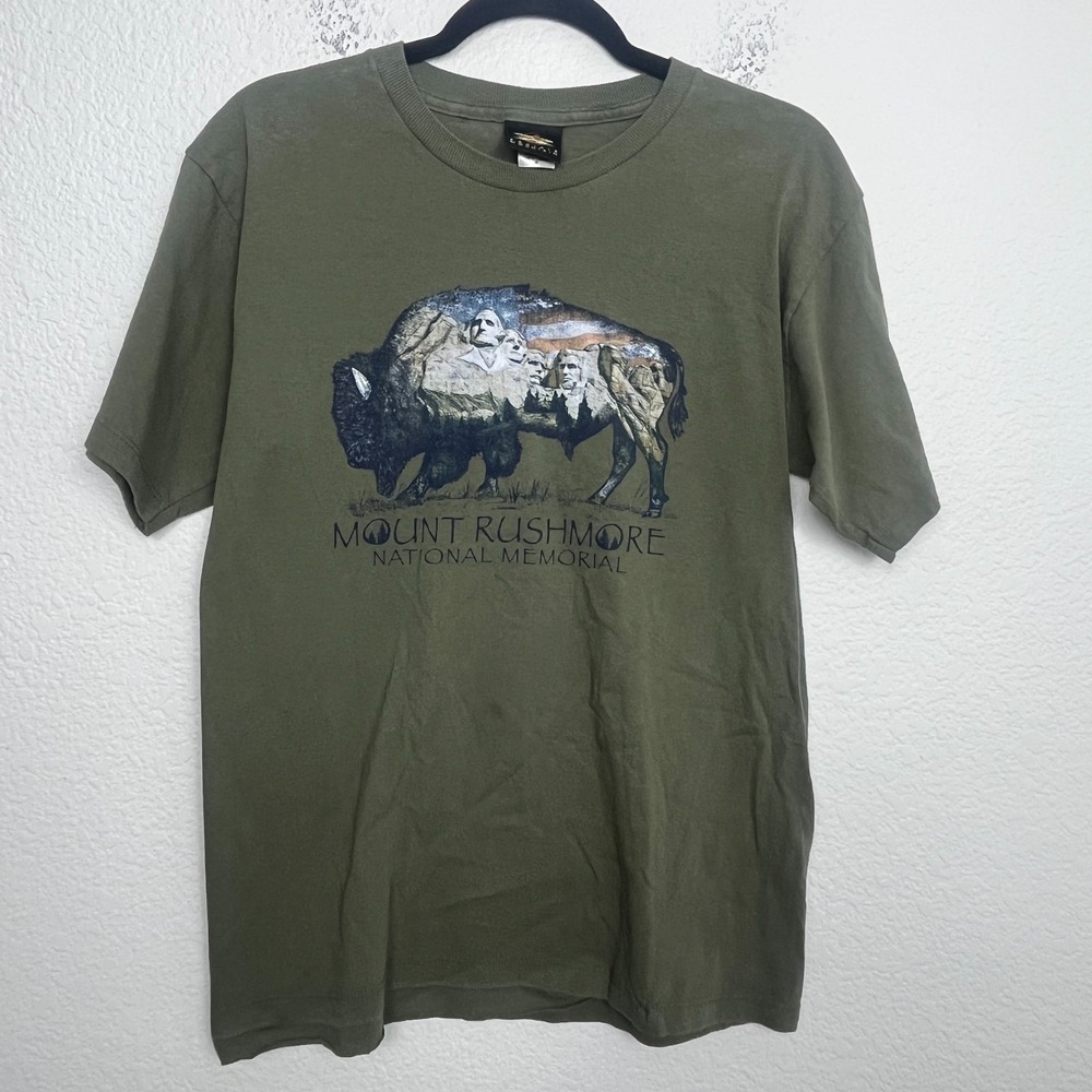 Prairie Mountain Mount Rushmore National Memorial T Shirt Men Medium Olive Green